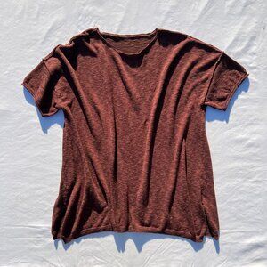 Women's Coffee Brown Heather Knit Top Shirt Relaxed Oversized Fit Size Large